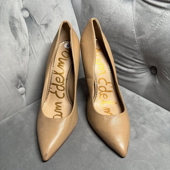 Sam Edelman Hazel Nude Leather Pointed Toe Pumps – Women’s Size 9 - Picture 2 of 9
